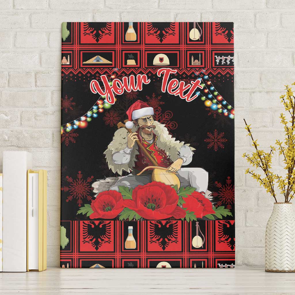 Personalized Albania Christmas Canvas Wall Art Albanian Man Playing Lahuta With Red Poppy - Wonder Print Shop