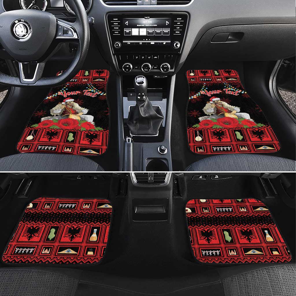 Personalized Albania Christmas Car Mats Albanian Man Playing Lahuta With Red Poppy - Wonder Print Shop