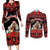 Personalized Albania Christmas Couples Matching Long Sleeve Bodycon Dress and Long Sleeve Button Shirt Albanian Man Playing Lahuta With Red Poppy - Wonder Print Shop