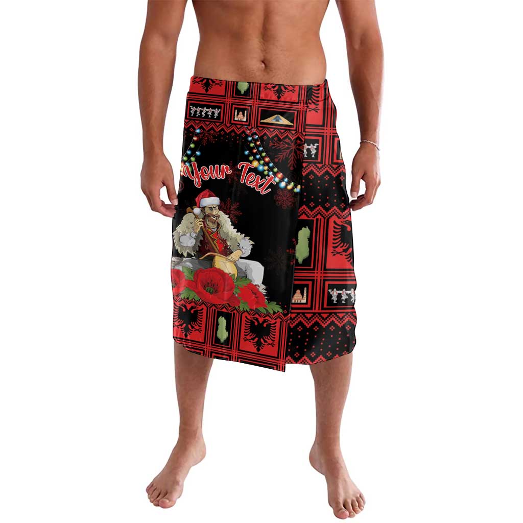 Personalized Albania Christmas Lavalava Albanian Man Playing Lahuta With Red Poppy - Wonder Print Shop