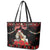 Personalized Albania Christmas Leather Tote Bag Albanian Man Playing Lahuta With Red Poppy - Wonder Print Shop