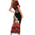 Personalized Albania Christmas Short Sleeve Bodycon Dress Albanian Man Playing Lahuta With Red Poppy - Wonder Print Shop