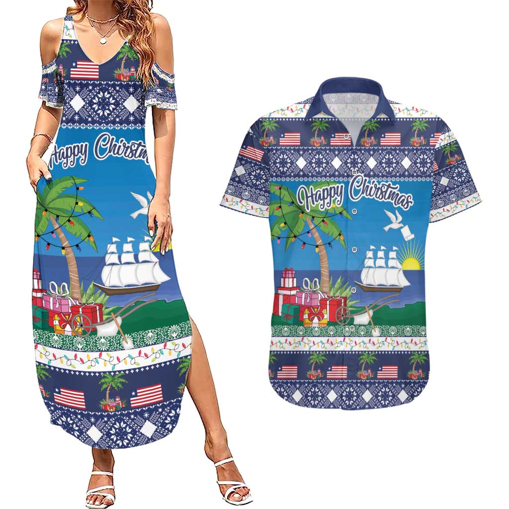 Personalized Liberia Christmas Couples Matching Summer Maxi Dress and Hawaiian Shirt The Love of Liberty Brought Us Here - Wonder Print Shop