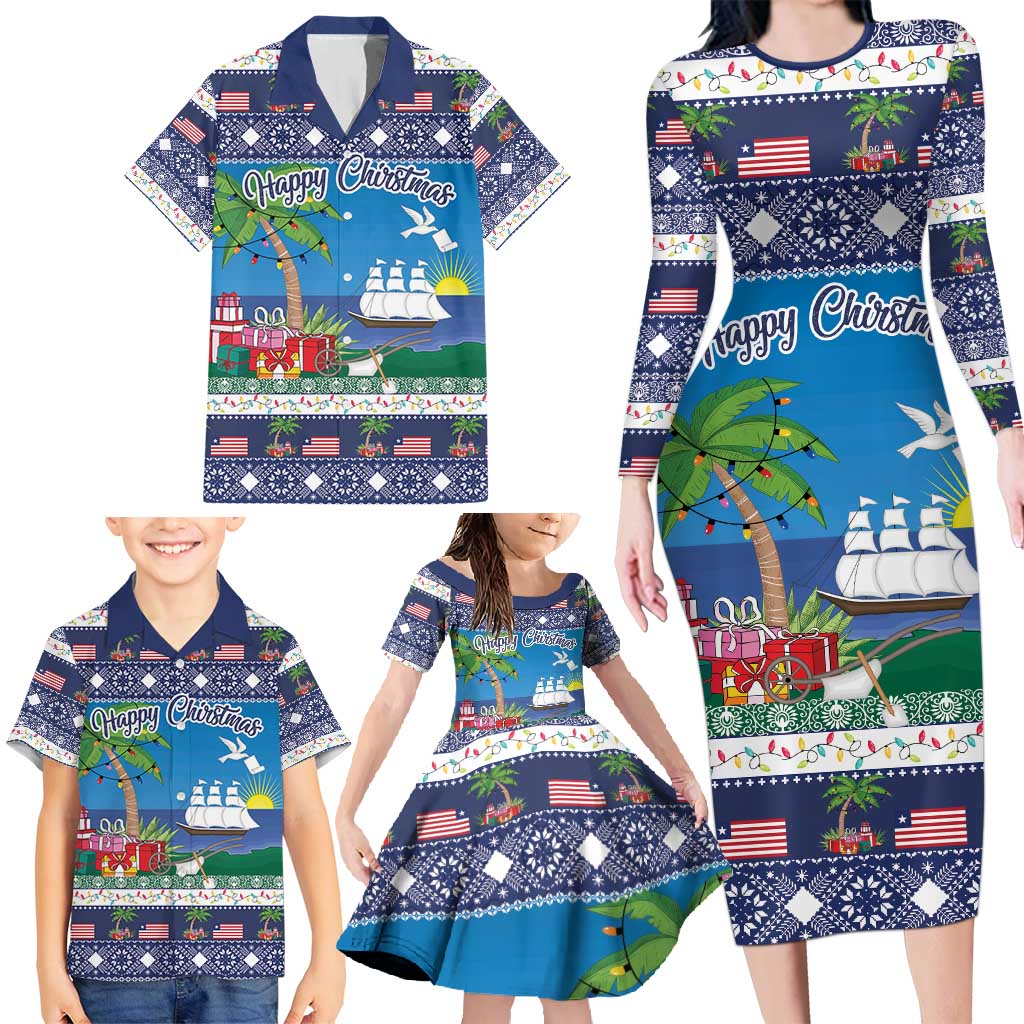 Personalized Liberia Christmas Family Matching Long Sleeve Bodycon Dress and Hawaiian Shirt The Love of Liberty Brought Us Here - Wonder Print Shop