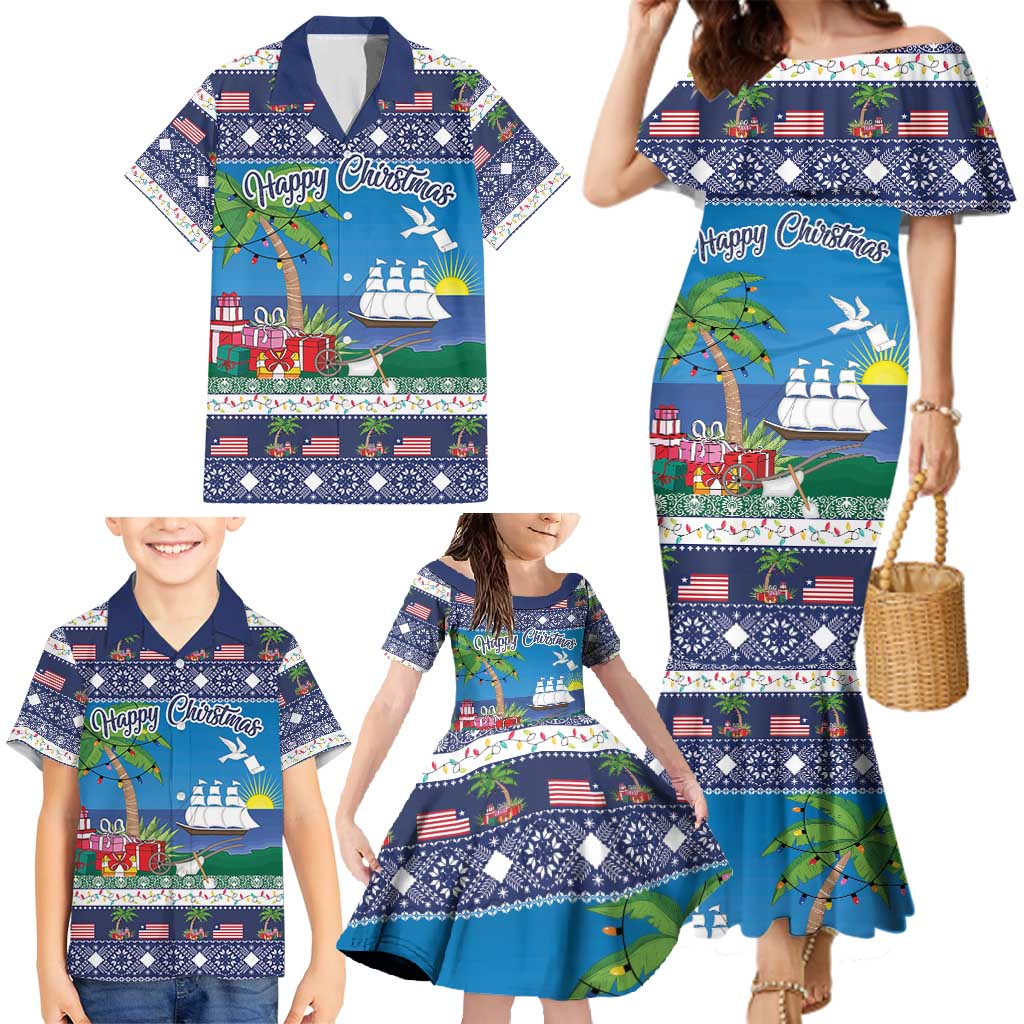 Personalized Liberia Christmas Family Matching Mermaid Dress and Hawaiian Shirt The Love of Liberty Brought Us Here - Wonder Print Shop