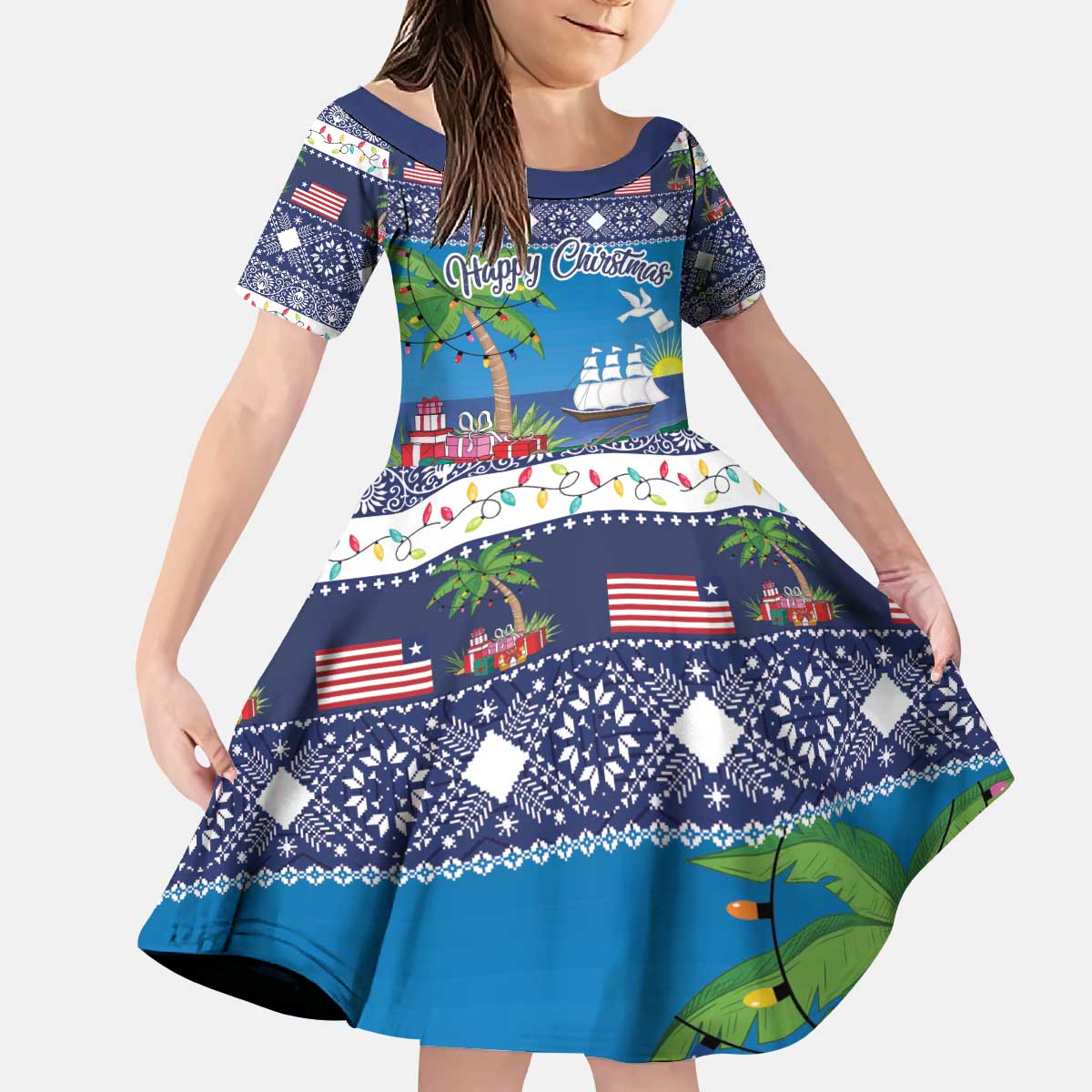 Personalized Liberia Christmas Kid Short Sleeve Dress The Love of Liberty Brought Us Here - Wonder Print Shop