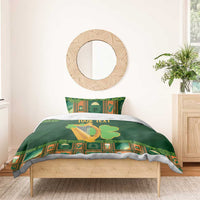 Green Christmas duvet set with harp and shamrock, 'YOUR TEXT' centered on top