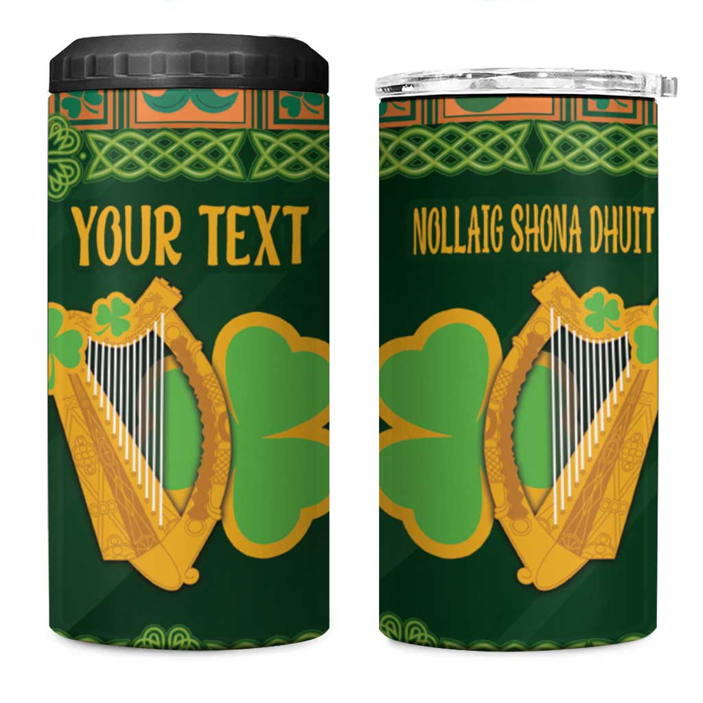 Personalized Ireland Christmas 4 in 1 Can Cooler Tumbler Irish Harp With Lucky Shamrock - Wonder Print Shop