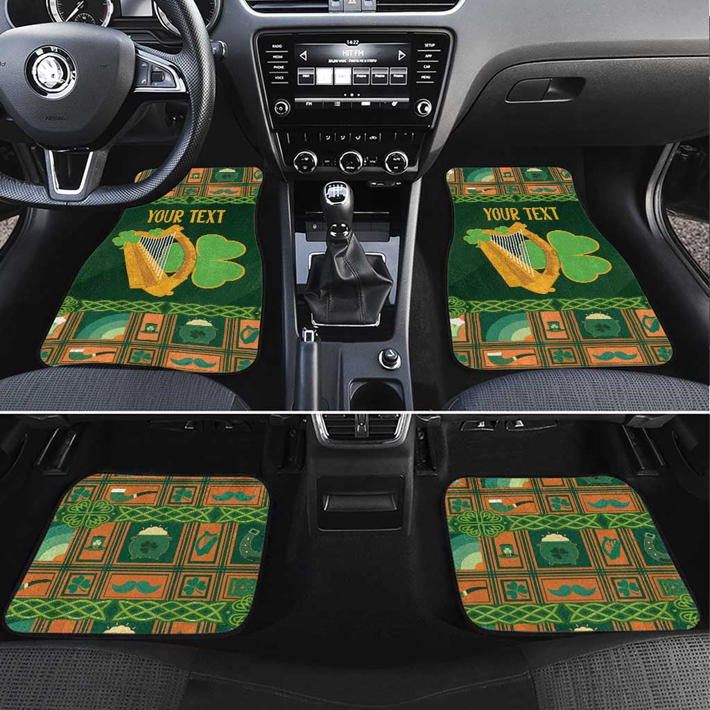 Personalized Ireland Christmas Car Mats Irish Harp With Lucky Shamrock - Wonder Print Shop