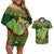 Personalized Ireland Christmas Couples Matching Off Shoulder Short Dress and Hawaiian Shirt Irish Harp With Lucky Shamrock - Wonder Print Shop