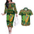 Personalized Ireland Christmas Couples Matching Off The Shoulder Long Sleeve Dress and Hawaiian Shirt Irish Harp With Lucky Shamrock - Wonder Print Shop