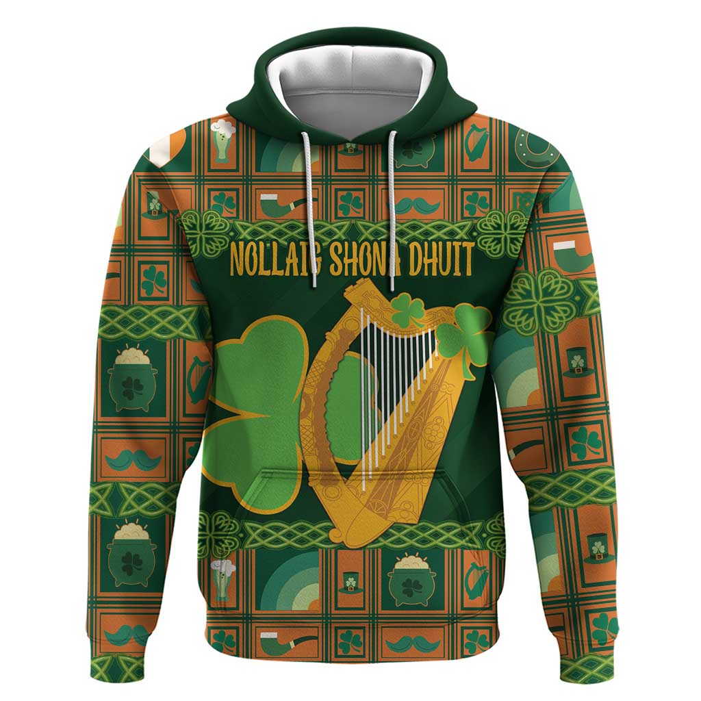 Personalized Ireland Christmas Hoodie Irish Harp With Lucky Shamrock - Wonder Print Shop