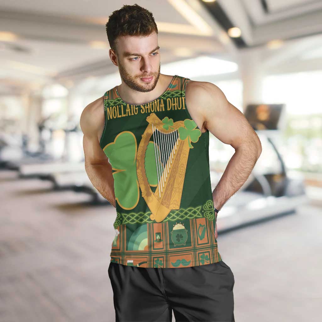 Personalized Ireland Christmas Men Tank Top Irish Harp With Lucky Shamrock - Wonder Print Shop