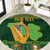 Personalized Ireland Christmas Round Carpet Irish Harp With Lucky Shamrock