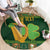 Personalized Ireland Christmas Round Carpet Irish Harp With Lucky Shamrock