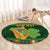 Personalized Ireland Christmas Round Carpet Irish Harp With Lucky Shamrock