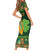 Personalized Ireland Christmas Short Sleeve Bodycon Dress Irish Harp With Lucky Shamrock