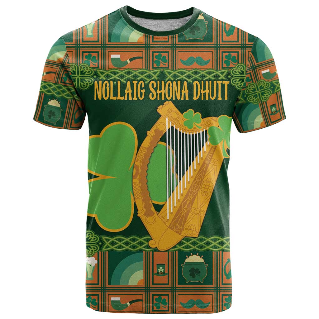 Personalized Ireland Christmas T Shirt Irish Harp With Lucky Shamrock