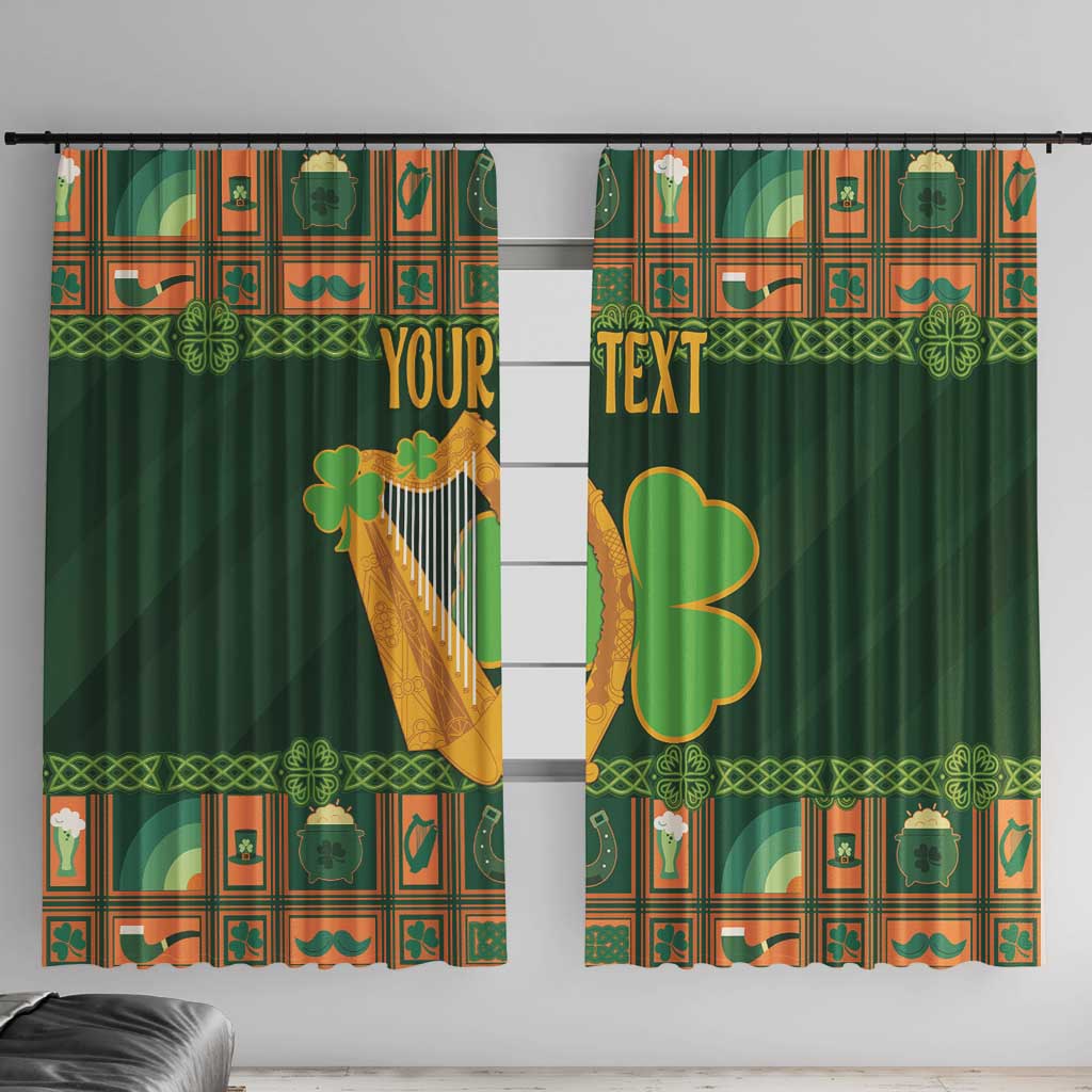 Personalized Ireland Christmas Window Curtain Irish Harp With Lucky Shamrock - Wonder Print Shop