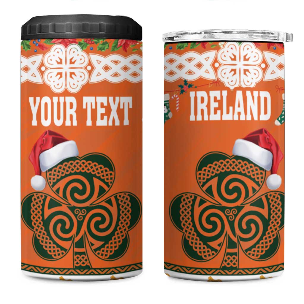 Personalized Ireland Christmas 4 in 1 Can Cooler Tumbler Irish Shamrock Celtic Nollaig Shona Dhuit - Wonder Print Shop