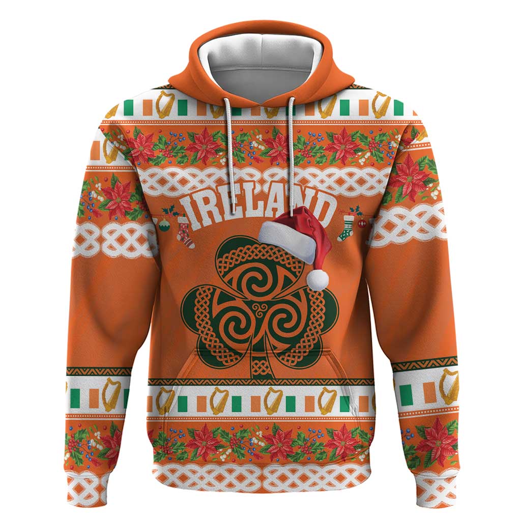 Personalized Ireland Christmas Hoodie Irish Shamrock Celtic Nollaig Shona Dhuit - Wonder Print Shop