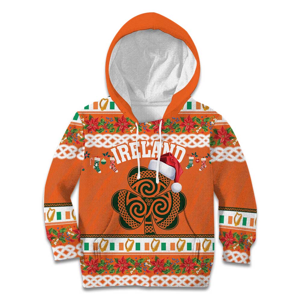 Personalized Ireland Christmas Kid Hoodie Irish Shamrock Celtic Nollaig Shona Dhuit - Wonder Print Shop