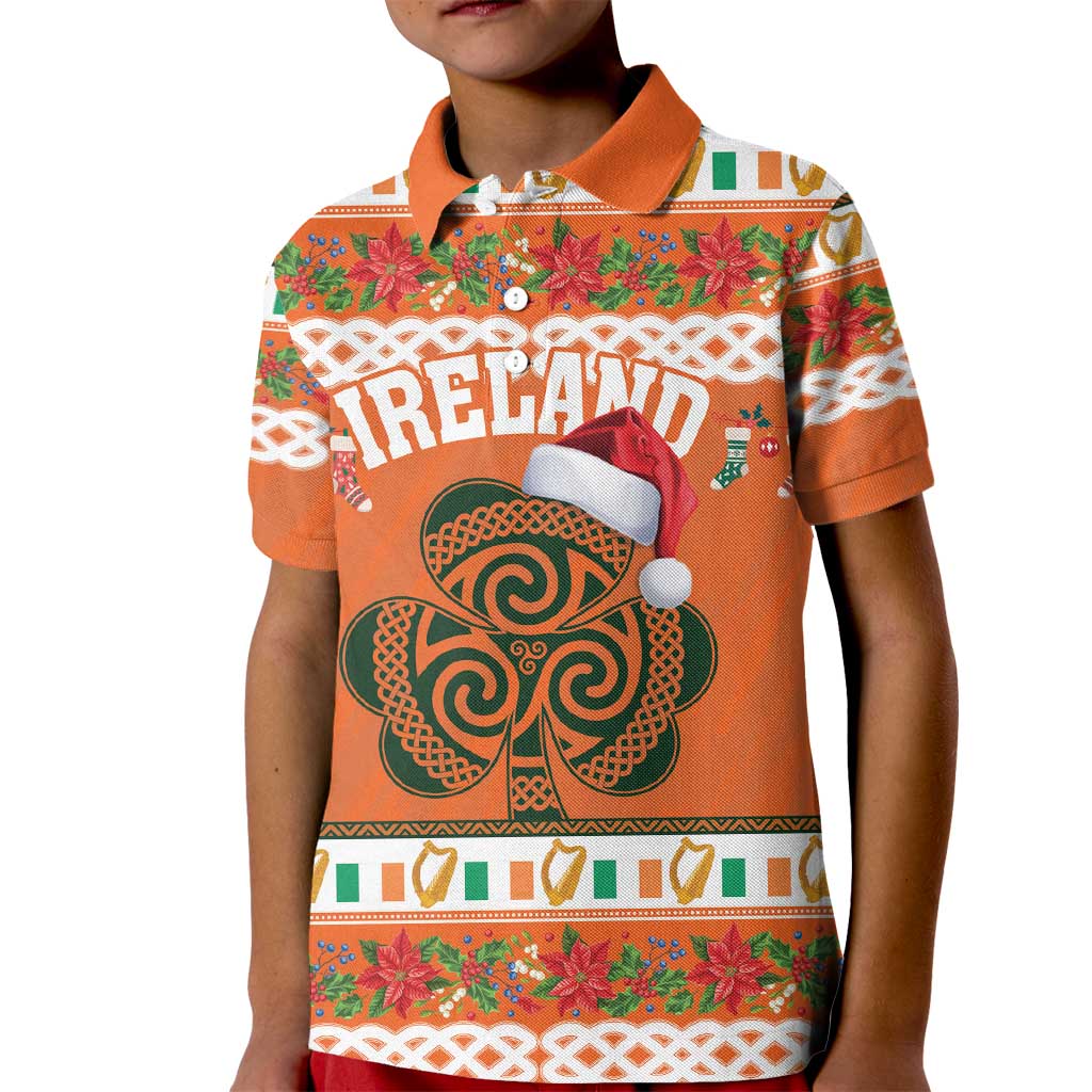 Personalized Ireland Christmas Kid Polo Shirt Irish Shamrock Celtic Nollaig Shona Dhuit - Wonder Print Shop