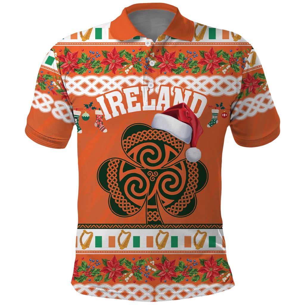 Personalized Ireland Christmas Polo Shirt Irish Shamrock Celtic Nollaig Shona Dhuit - Wonder Print Shop