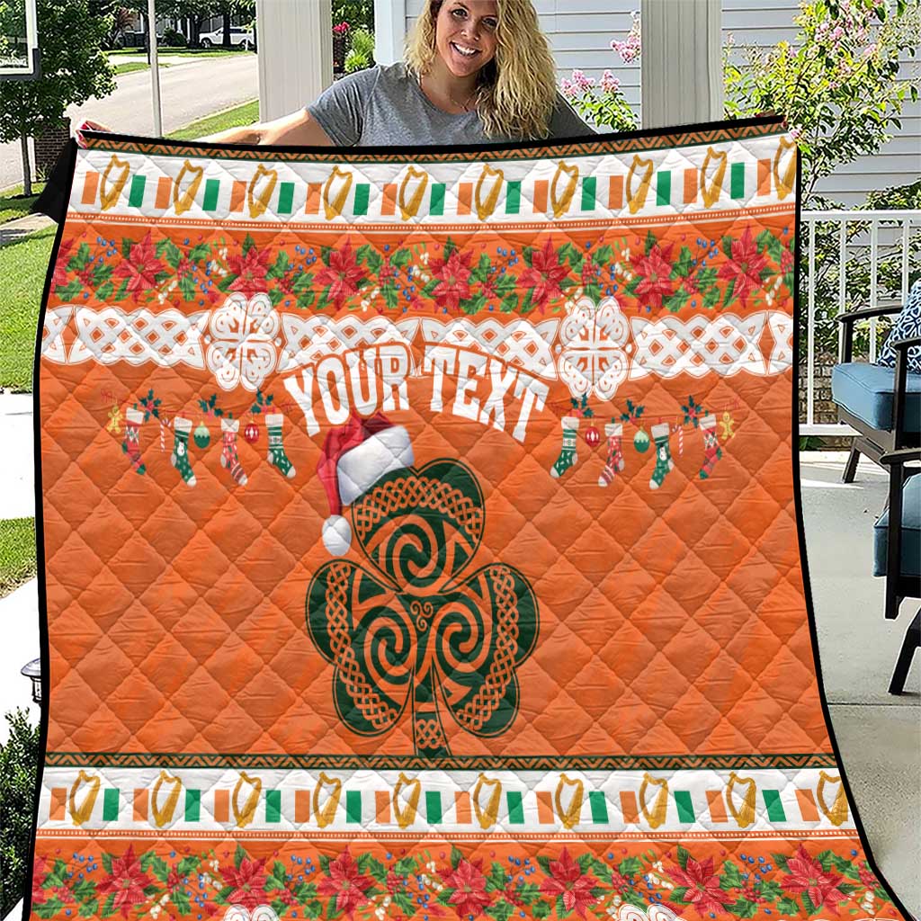 Personalized Ireland Christmas Quilt Irish Shamrock Celtic Nollaig Shona Dhuit