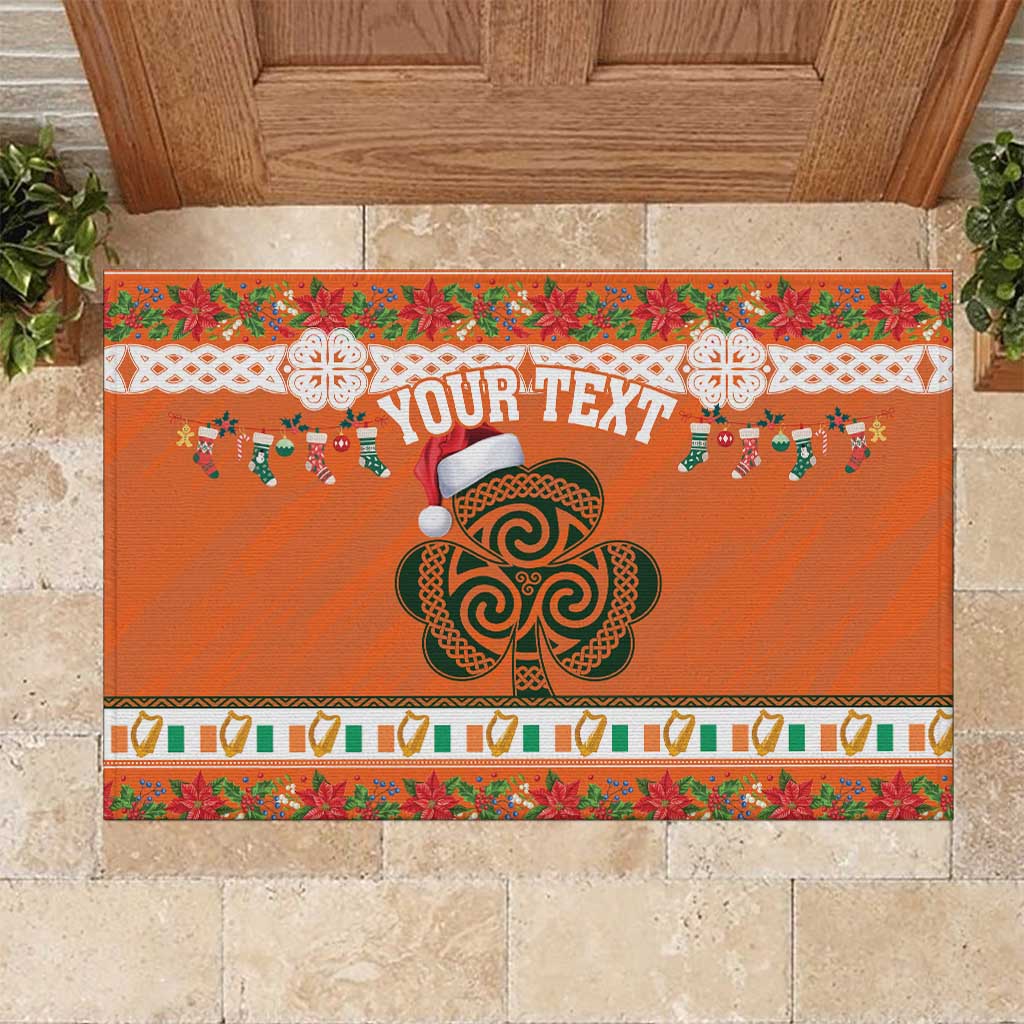 Personalized Ireland Christmas Rubber Doormat Irish Shamrock Celtic Nollaig Shona Dhuit