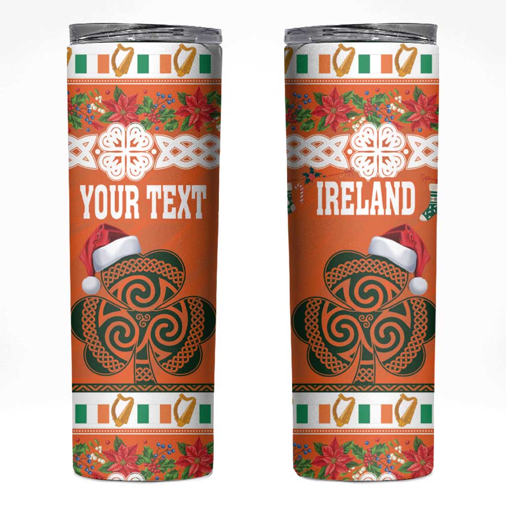 Personalized Ireland Christmas Skinny Tumbler Irish Shamrock Celtic Nollaig Shona Dhuit