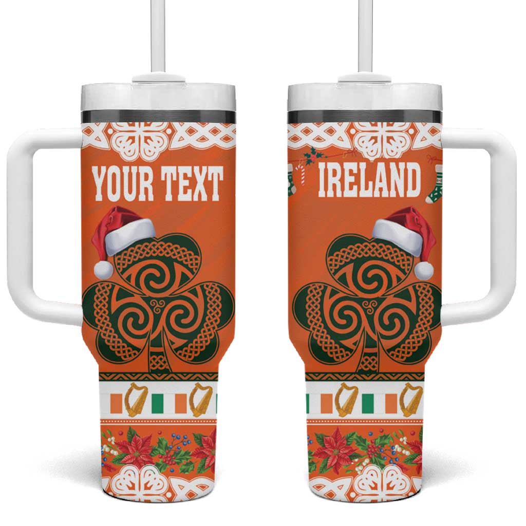 Personalized Ireland Christmas Tumbler With Handle Irish Shamrock Celtic Nollaig Shona Dhuit