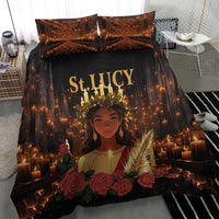 Dark St. Lucy bedding set: duvet cover with two pillowcases, candle and floral print