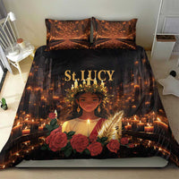 Dark St. Lucy bedding set with duvet cover and two pillowcases, St. Lucy portrait art