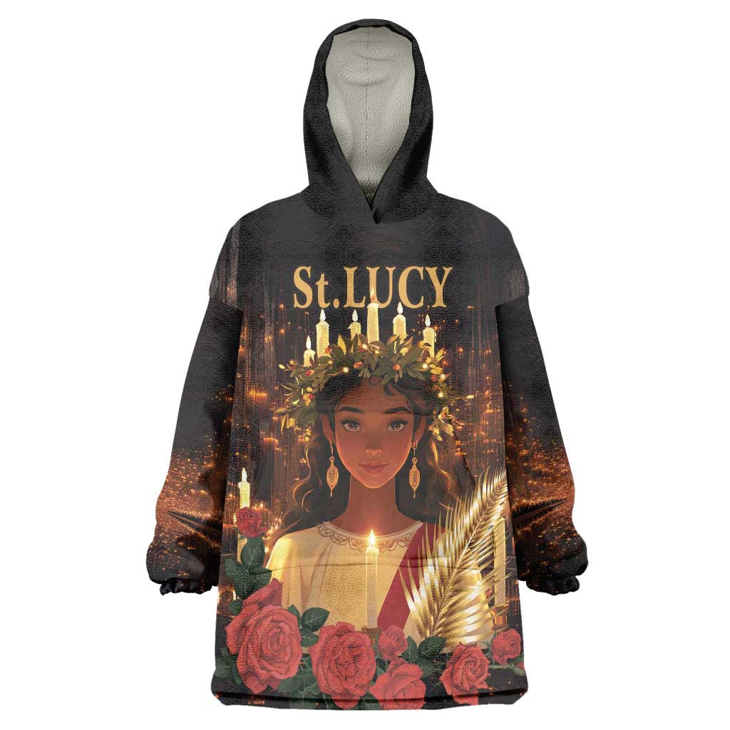 Happy St. Lucy Wearable Blanket Hoodie Light of Christ