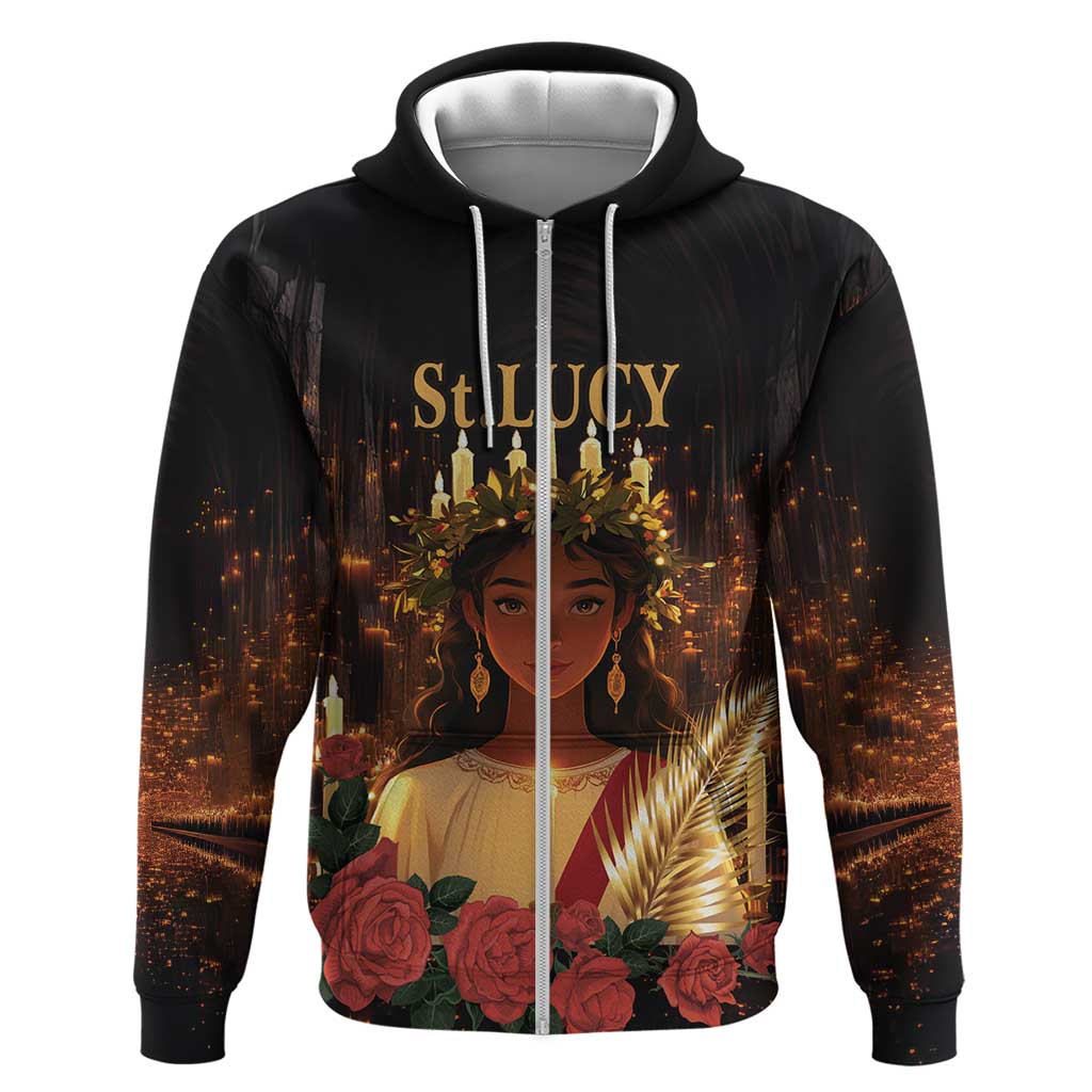 Happy St. Lucy Zip Hoodie Light of Christ - Wonder Print Shop