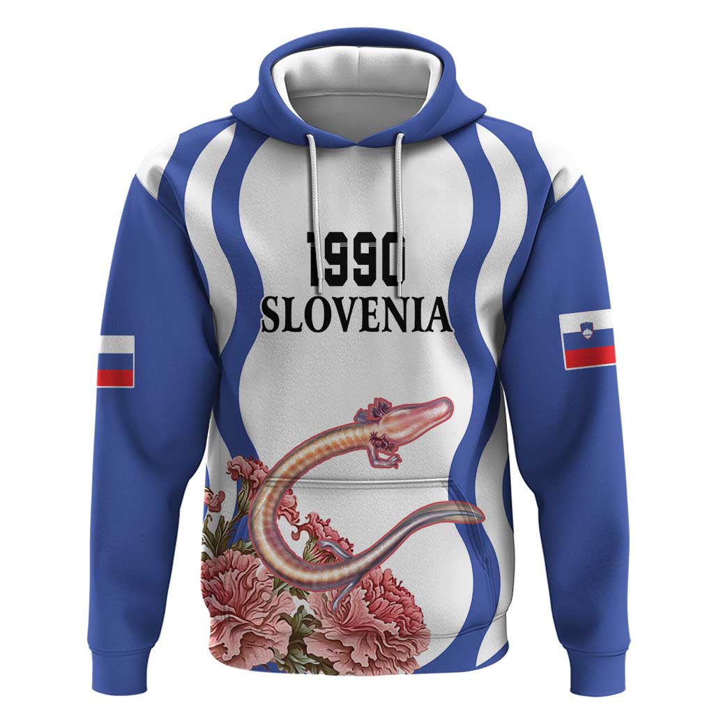 Custom Slovenia Independence Day Hoodie The Olm With Carnation Flowers - Wonder Print Shop