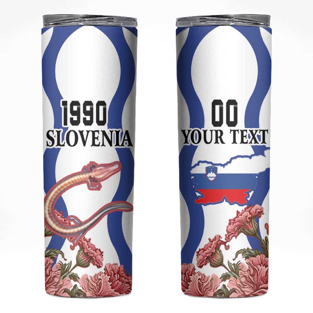 Custom Slovenia Independence Day Skinny Tumbler The Olm With Carnation Flowers - Wonder Print Shop