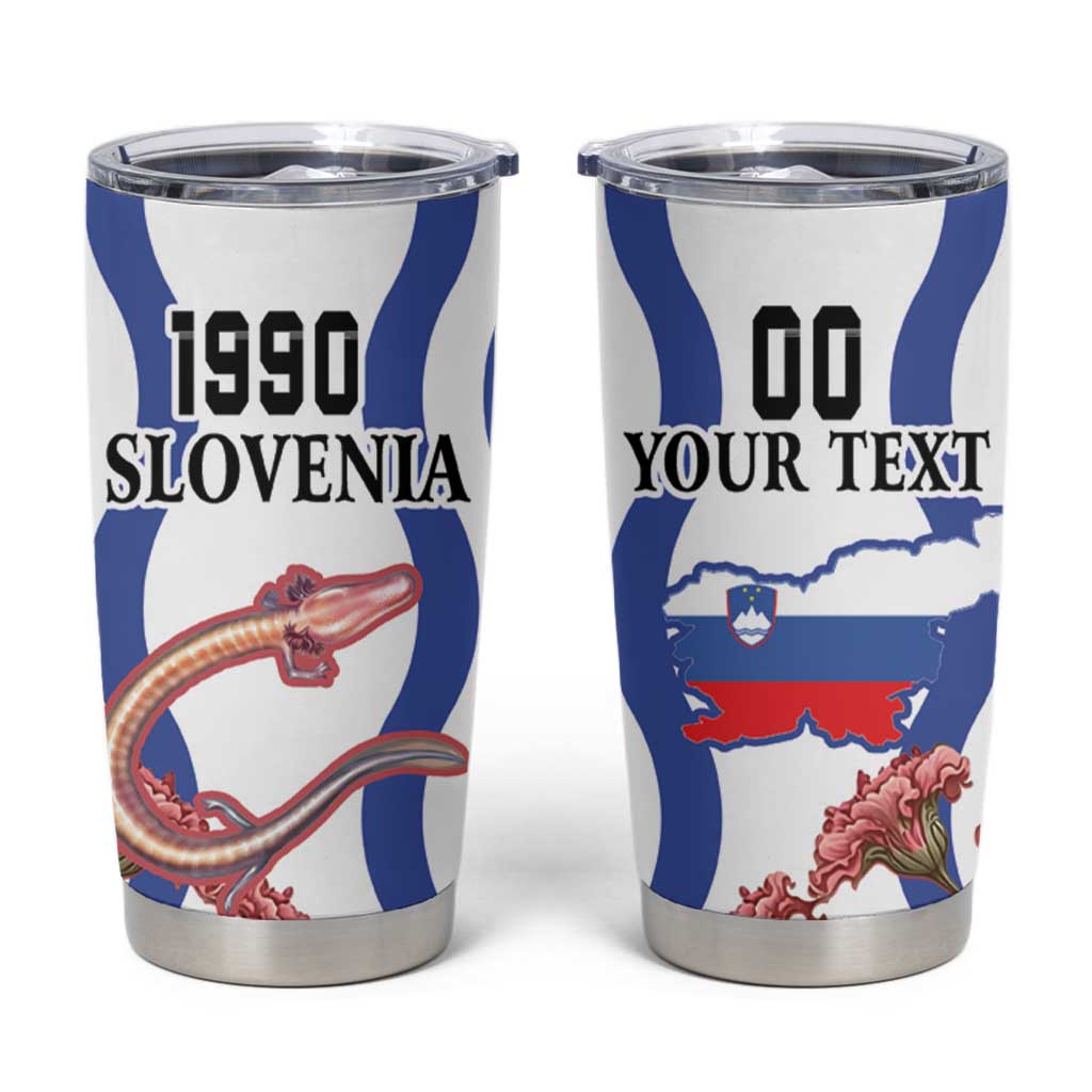 Custom Slovenia Independence Day Tumbler Cup The Olm With Carnation Flowers - Wonder Print Shop