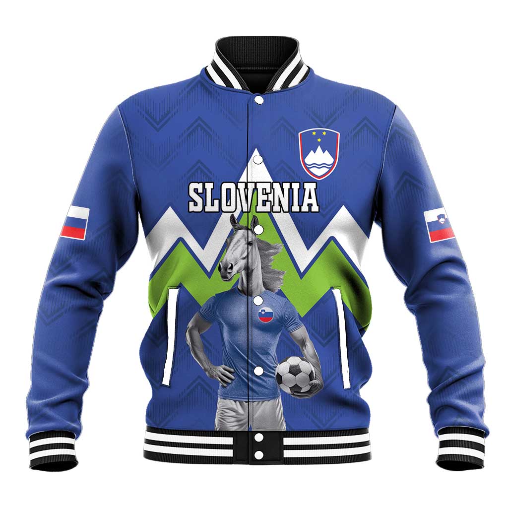 Custom Slovenia Football Baseball Jacket Lipizzaner Horse Sport Style - Wonder Print Shop