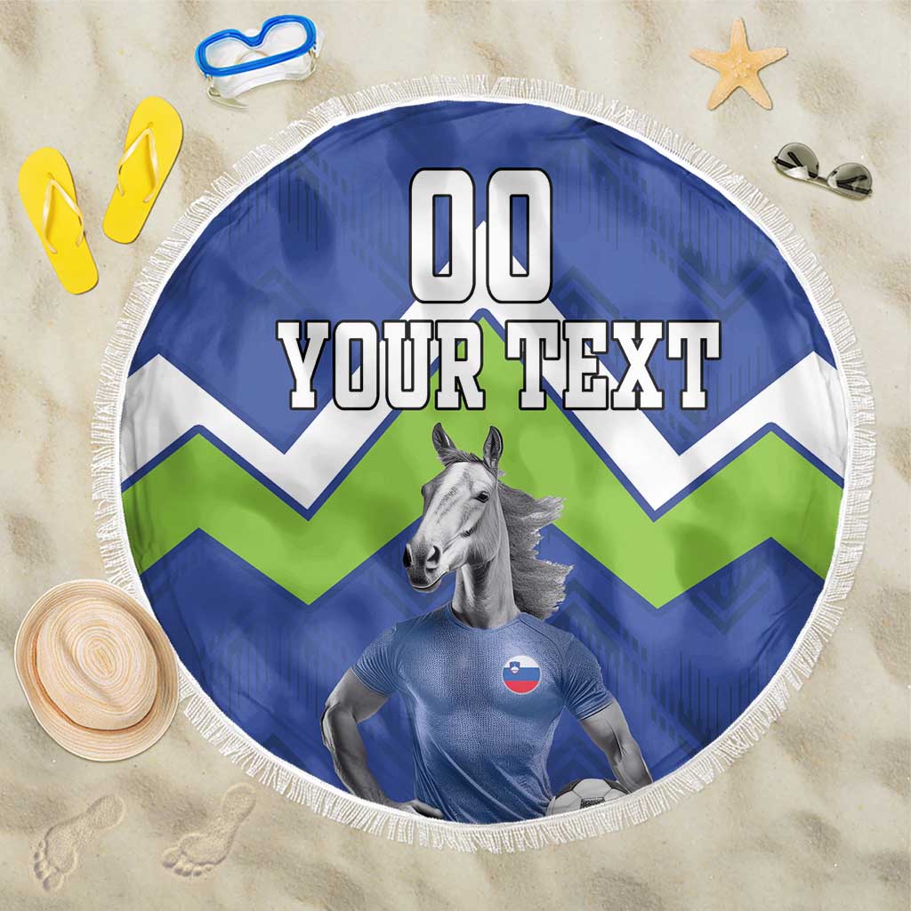 Custom Slovenia Football Beach Blanket Lipizzaner Horse Sport Style - Wonder Print Shop