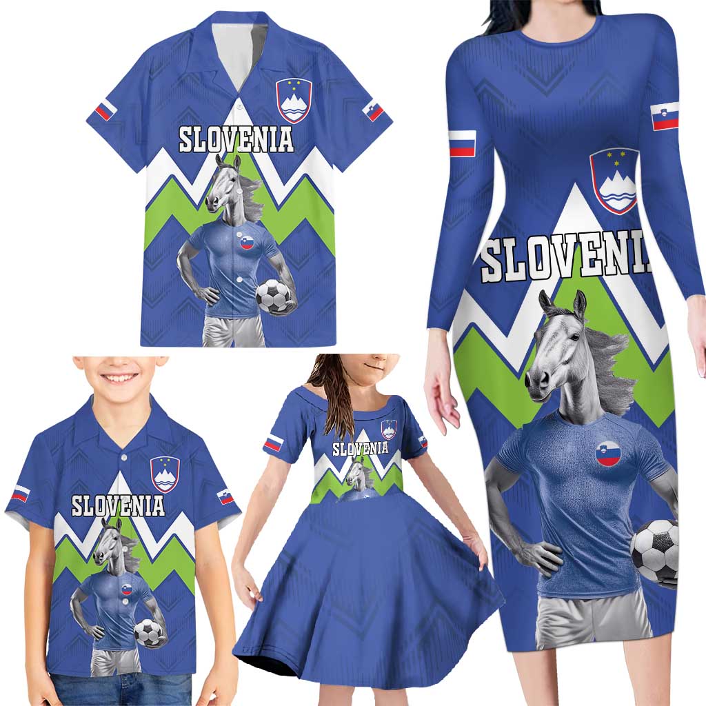 Custom Slovenia Football Family Matching Long Sleeve Bodycon Dress and Hawaiian Shirt Lipizzaner Horse Sport Style - Wonder Print Shop