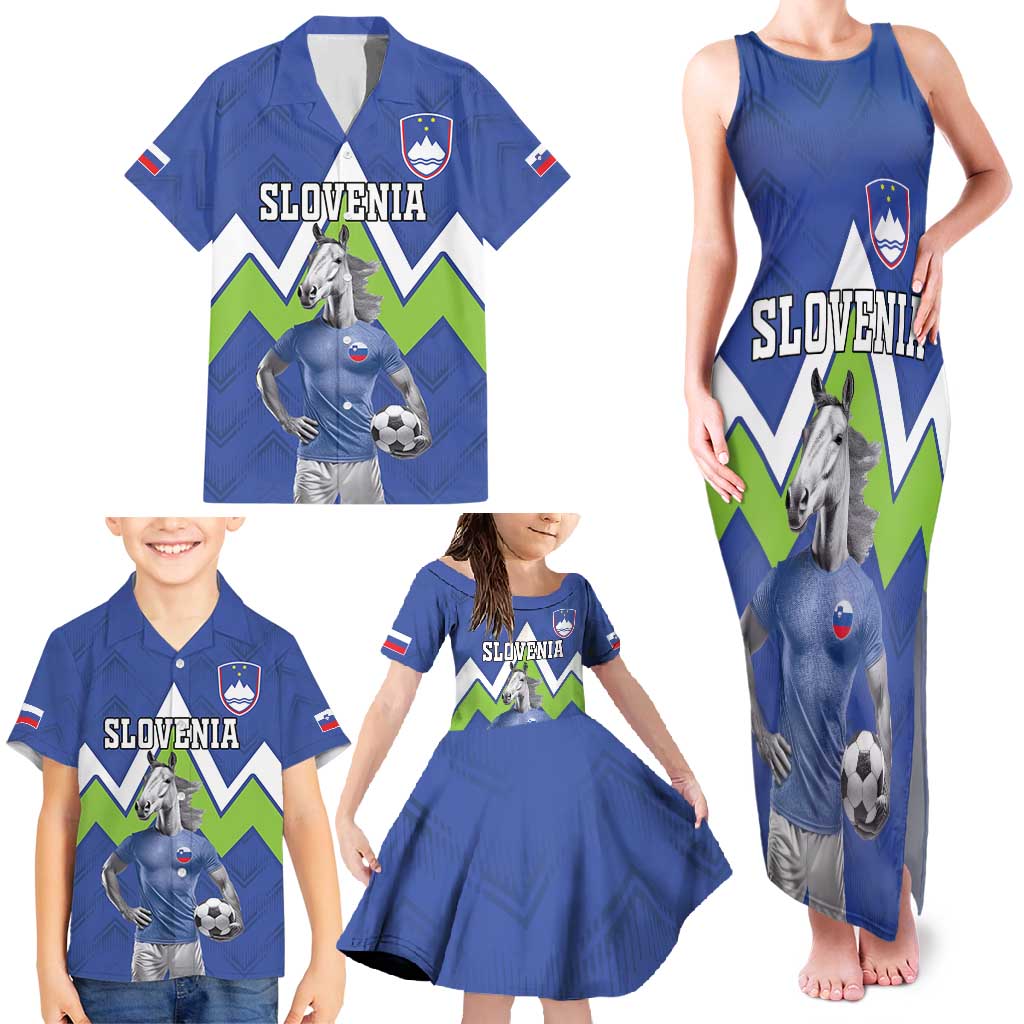 Custom Slovenia Football Family Matching Tank Maxi Dress and Hawaiian Shirt Lipizzaner Horse Sport Style - Wonder Print Shop