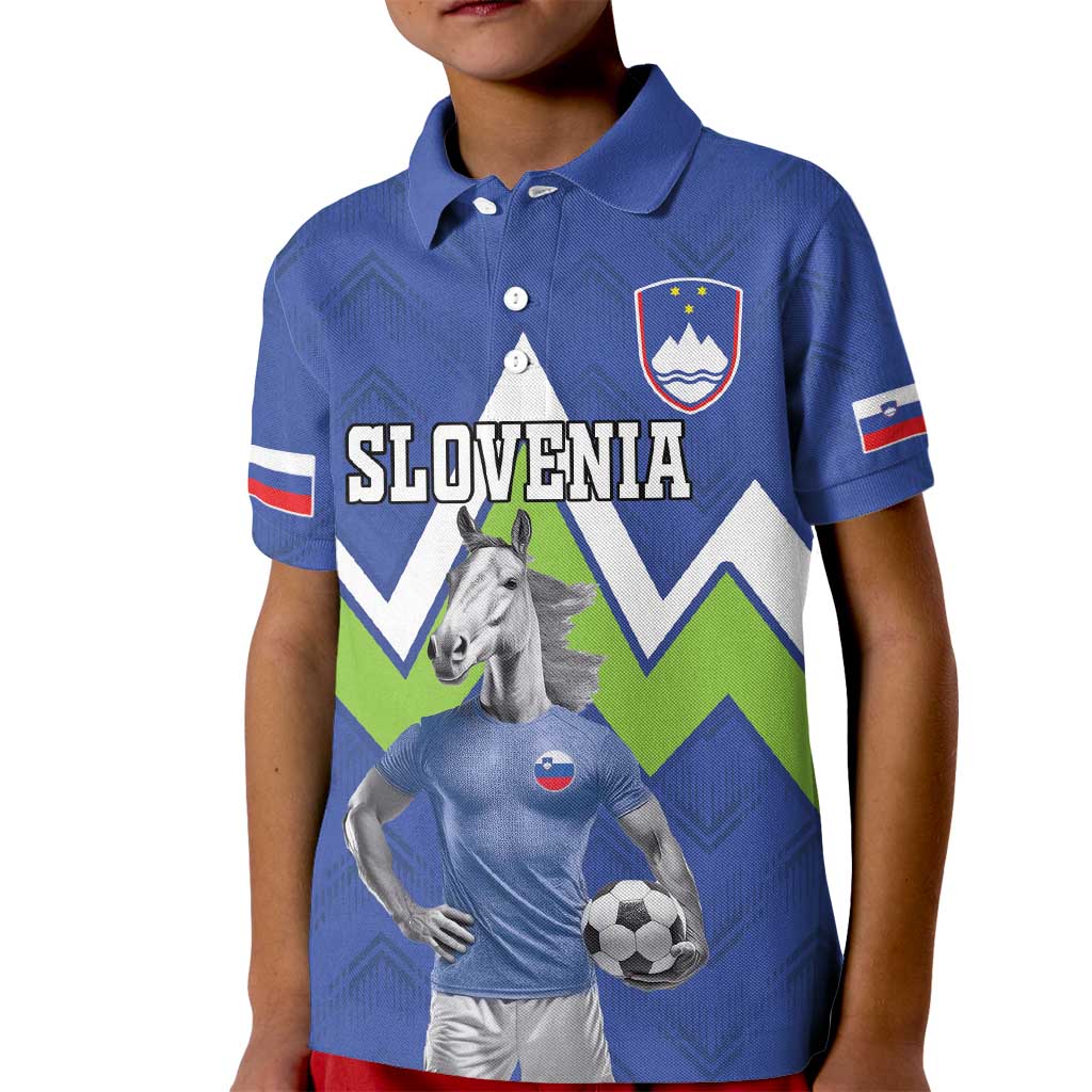 Custom Slovenia Football Kid Polo Shirt Lipizzaner Horse Sport Style - Wonder Print Shop