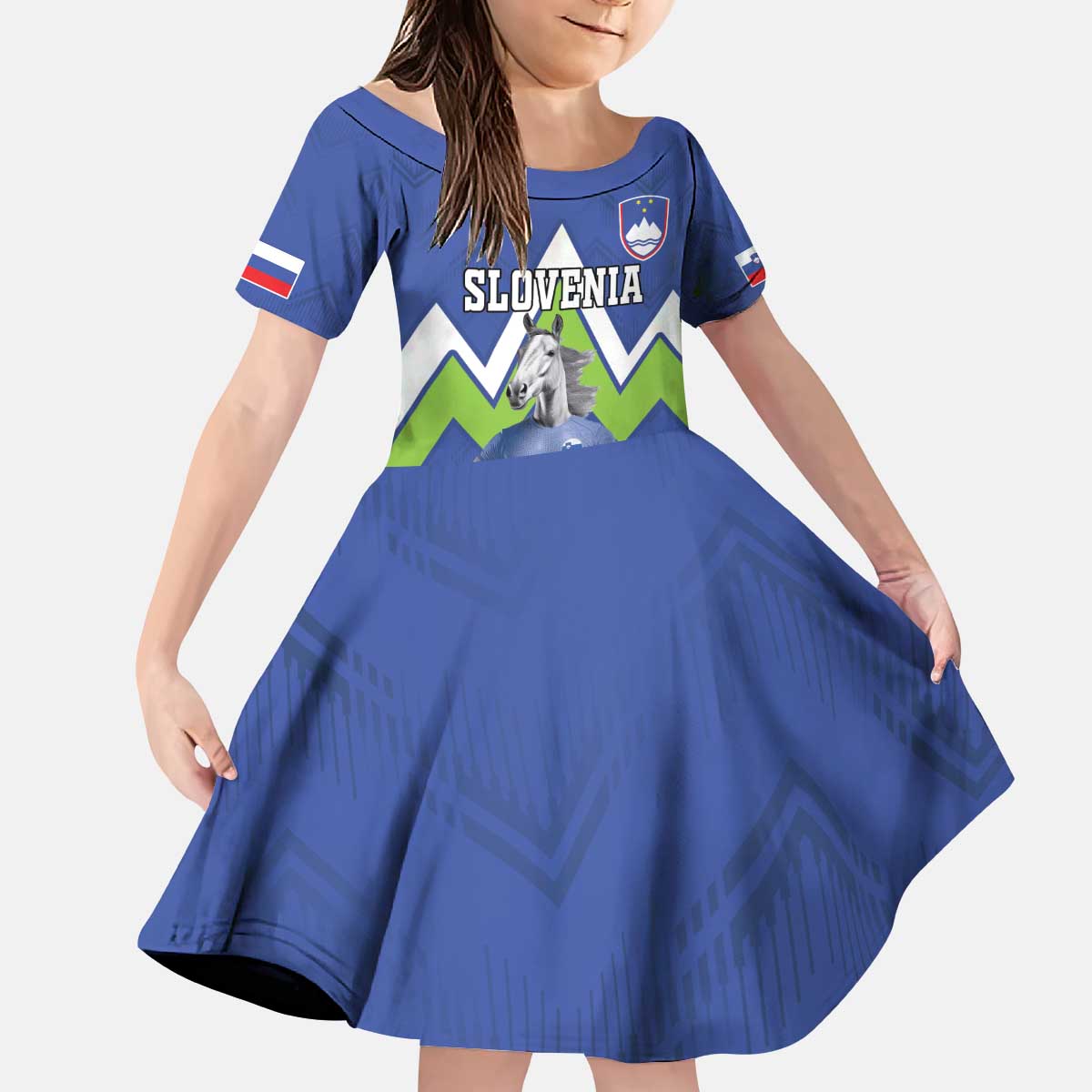 Custom Slovenia Football Kid Short Sleeve Dress Lipizzaner Horse Sport Style - Wonder Print Shop