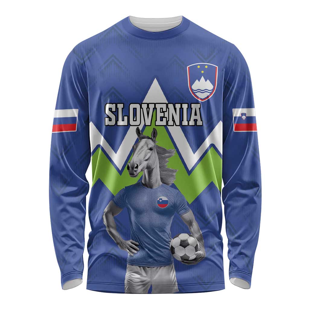 Custom Slovenia Football Long Sleeve Shirt Lipizzaner Horse Sport Style - Wonder Print Shop