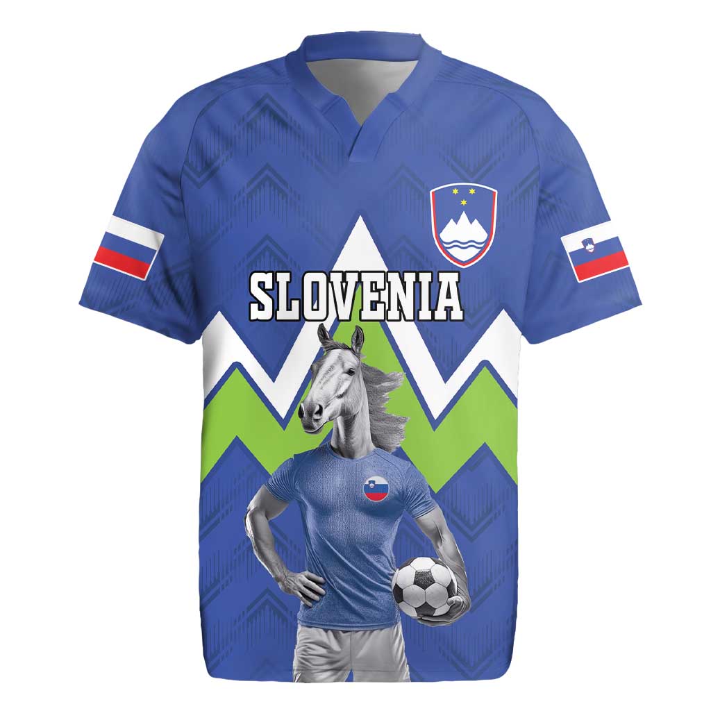 Custom Slovenia Football Rugby Jersey Lipizzaner Horse Sport Style - Wonder Print Shop