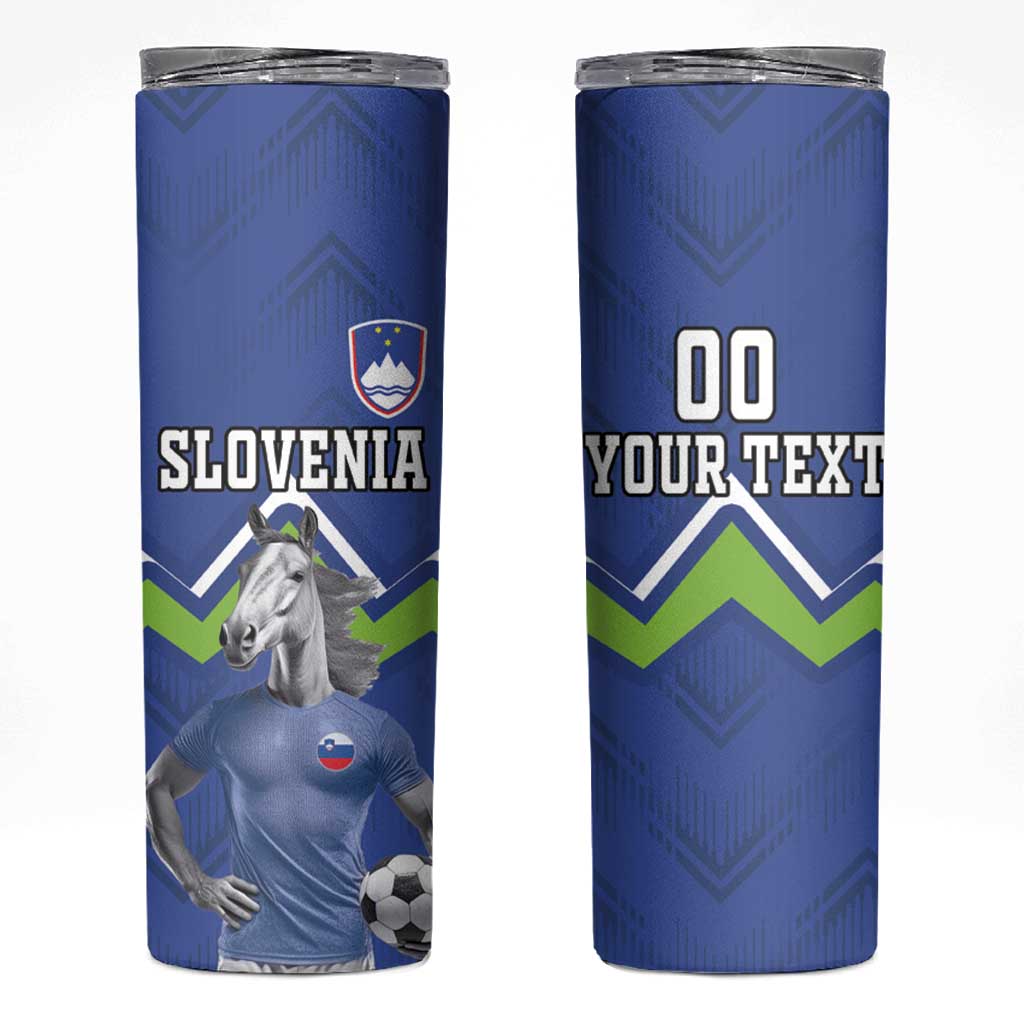 Custom Slovenia Football Skinny Tumbler Lipizzaner Horse Sport Style - Wonder Print Shop