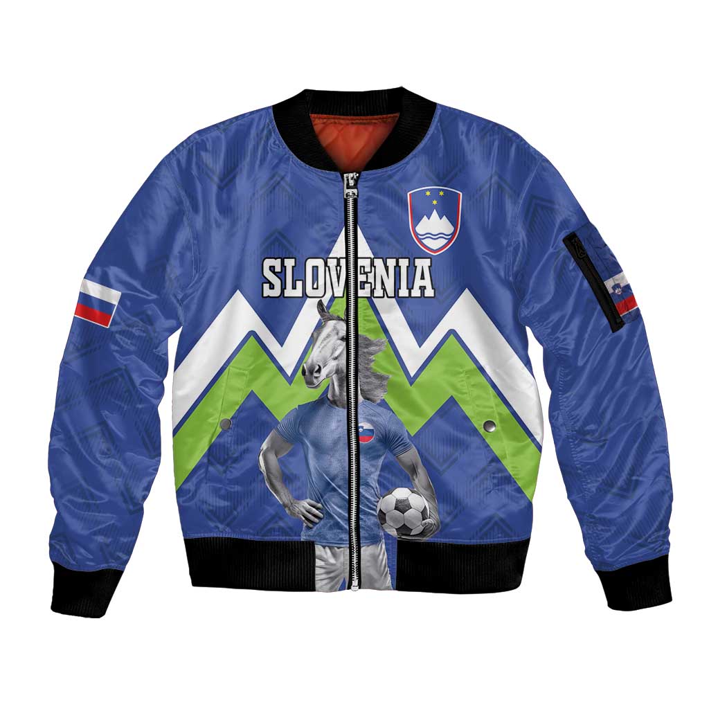 Custom Slovenia Football Sleeve Zip Bomber Jacket Lipizzaner Horse Sport Style - Wonder Print Shop