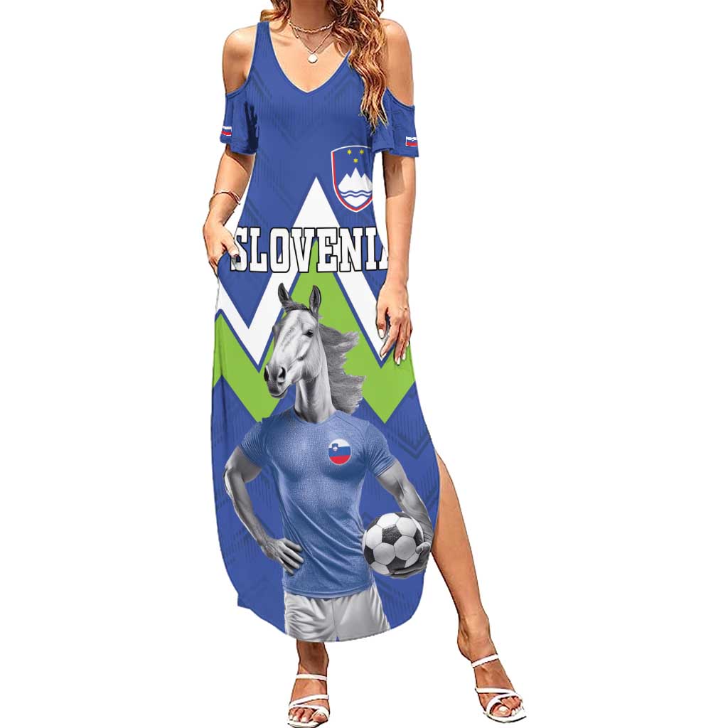 Custom Slovenia Football Summer Maxi Dress Lipizzaner Horse Sport Style - Wonder Print Shop